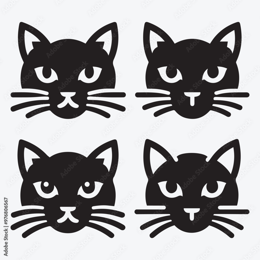 Fototapeta premium Cat Silhouette Bundle Clip Art Vector Illustration for Animal Lovers