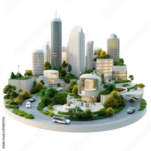 Futuristic Eco City: Sustainable Urban Development Concept photo