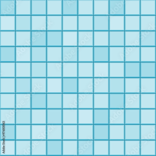 Blue ceramic square tiles seamless pattern. Home interior, swimming pool, bat...