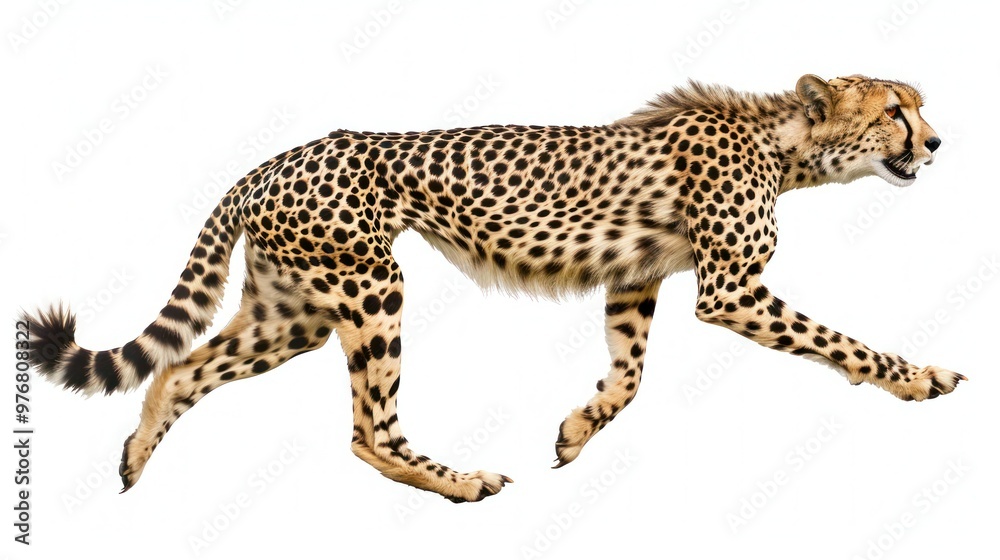 A cheetah ready to sprint isolated on a transparent background.