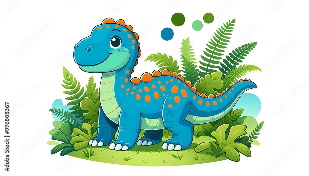 Fototapeta premium A Cartoon Drawing of a Cute Dinosaur