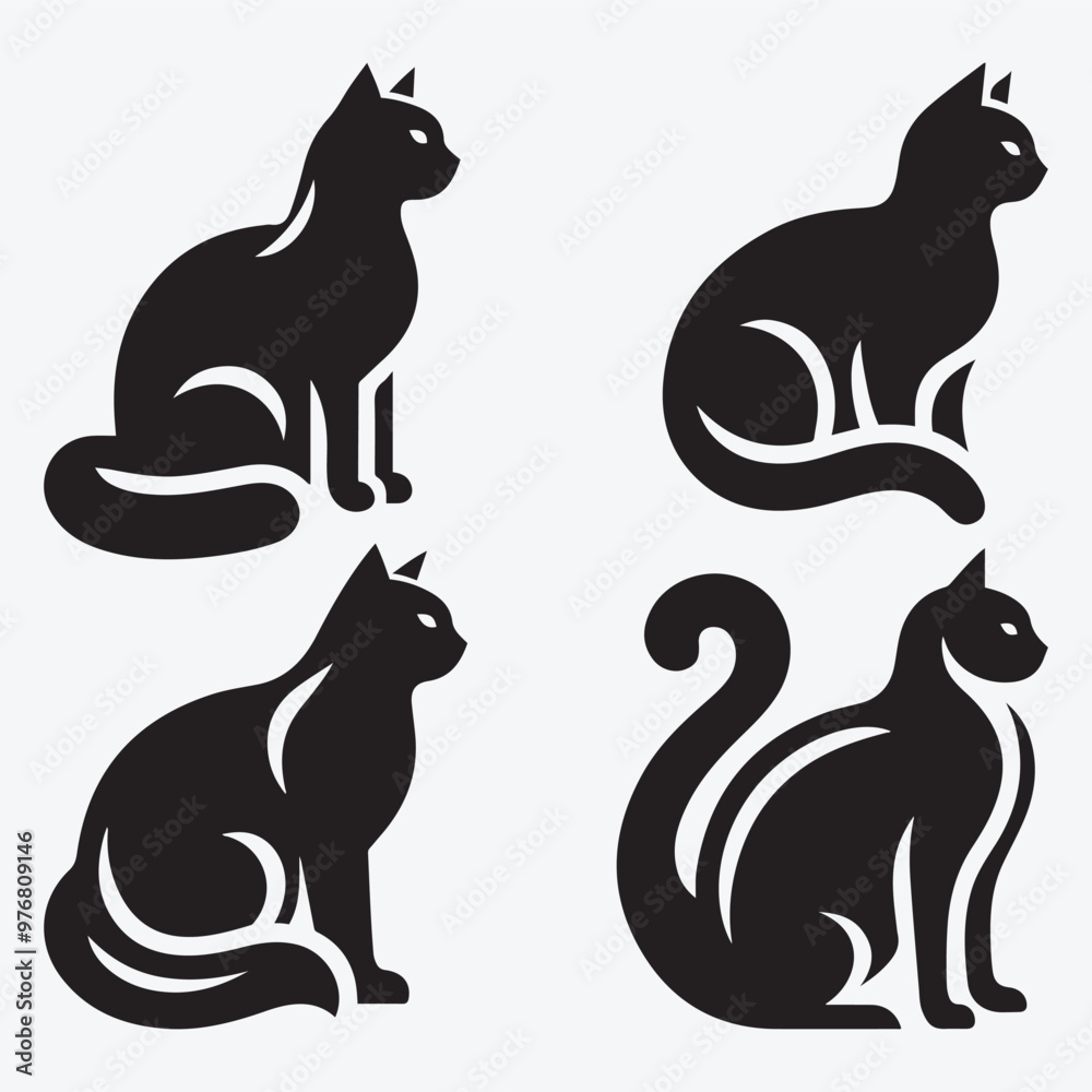 Cat Silhouette Bundle Clip Art Vector Illustration for Animal Lovers Cat Silhouette Bundle Clip Art Vector Illustration for Animal Lovers