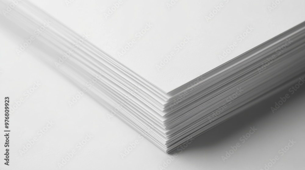 A stack of clean, white office paper with a neatly printed document on top, showcasing the texture and quality of the paper. A stack of clean, white office paper with a neatly printed document on top, showcasing the texture and quality of the paper.