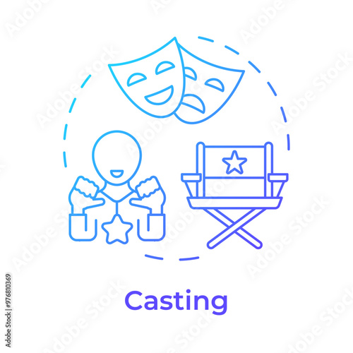 Casting multi color concept icon. Movie cast. Film directing, acting. Cinematography, audition. Round shape line illustration. Abstract idea. Graphic design. Easy to use in infographic, presentation