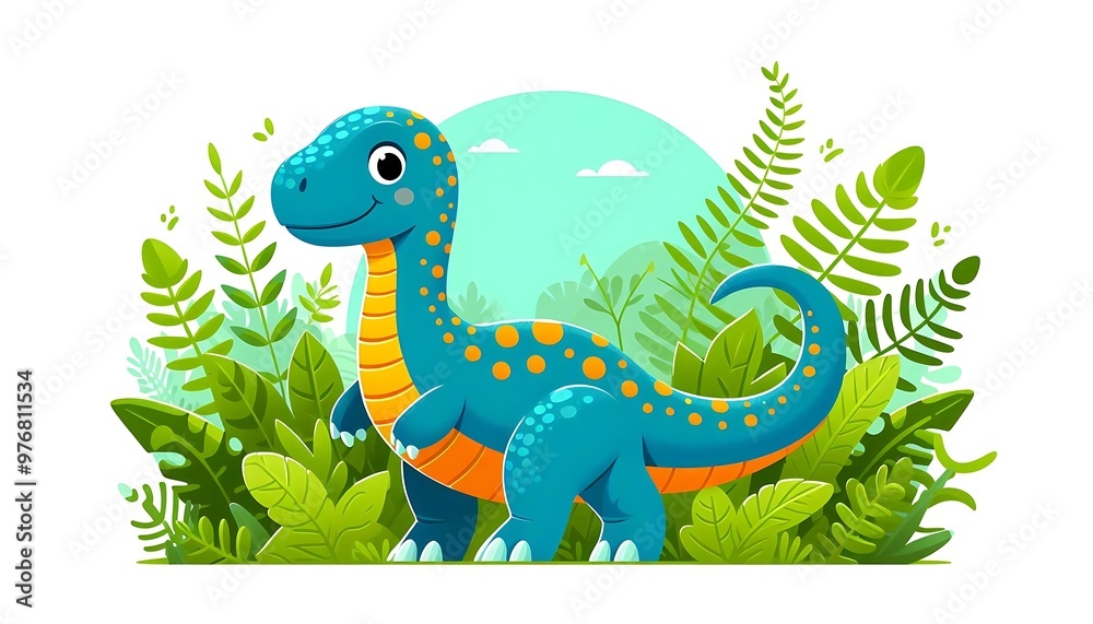 Fototapeta premium A Cartoon Drawing of a Cute Dinosaur