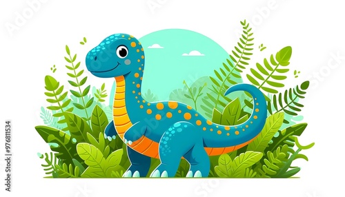 A Cartoon Drawing of a Cute Dinosaur