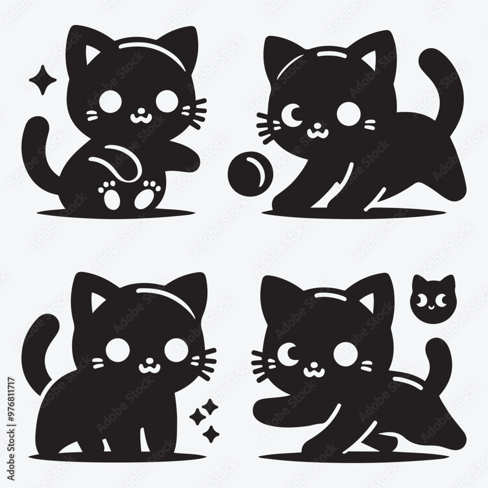 Cat Silhouette Bundle Clip Art Vector Illustration for Animal Lovers Cat Silhouette Bundle Clip Art Vector Illustration for Animal Lovers