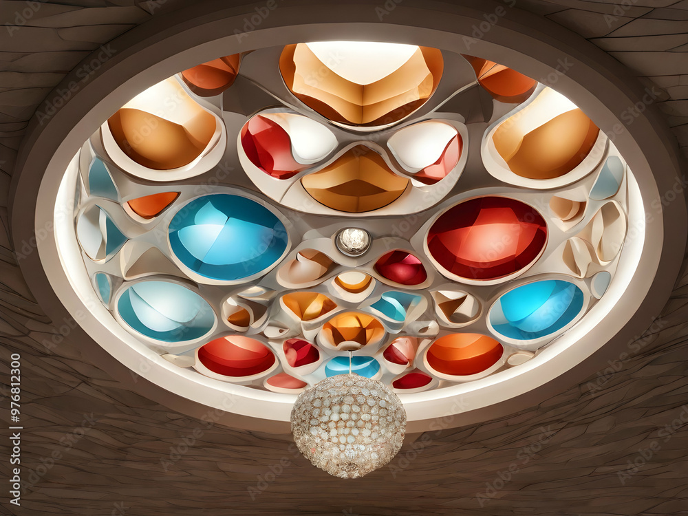 glass chandelier on a wall,Ai generated glass chandelier on a wall,Ai generated