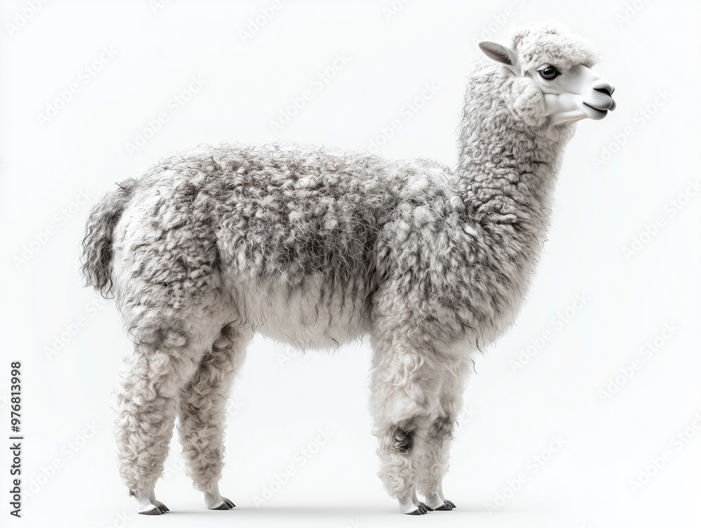 Fototapeta premium Lllama or alpaka isolated on white background