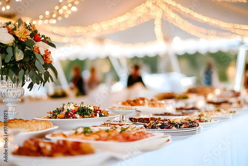 Buffet sous chapiteau en extérieur