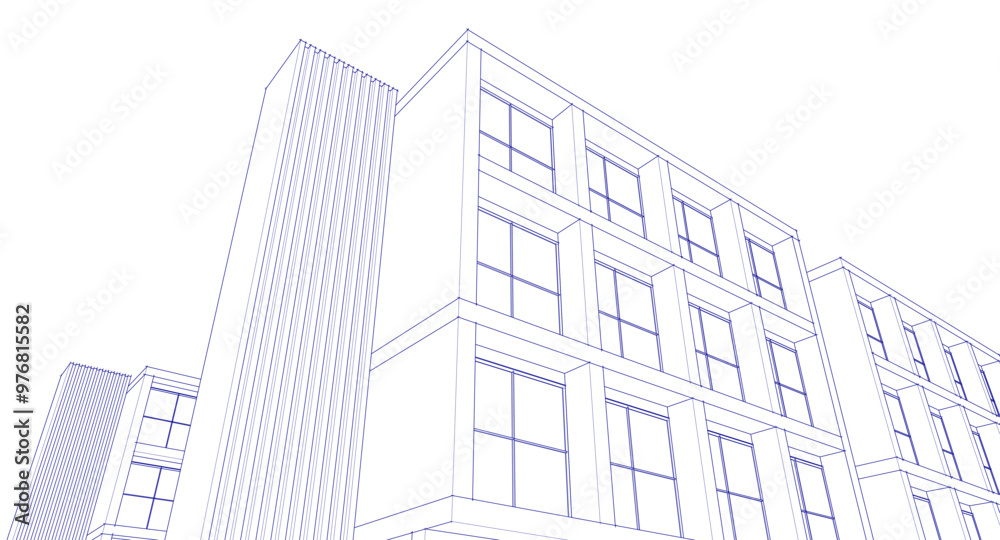 Fototapeta premium modern city architecture street 3d illustration