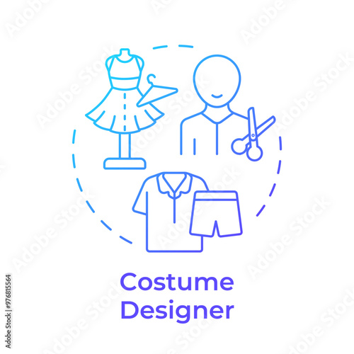 Costume designer multi color concept icon. Professional tailor, movie fashion. Round shape line illustration. Abstract idea. Graphic design. Easy to use in infographic, presentation
