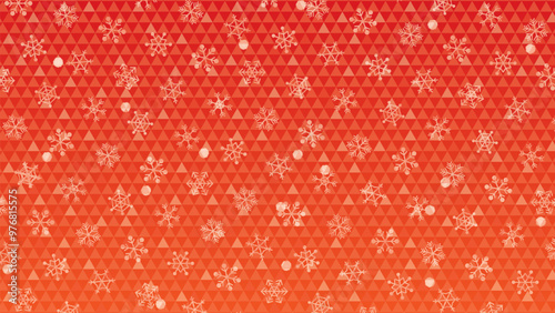 冬用の16:9背景用ベクターイラスト（ウロコ文様と雪の結晶）