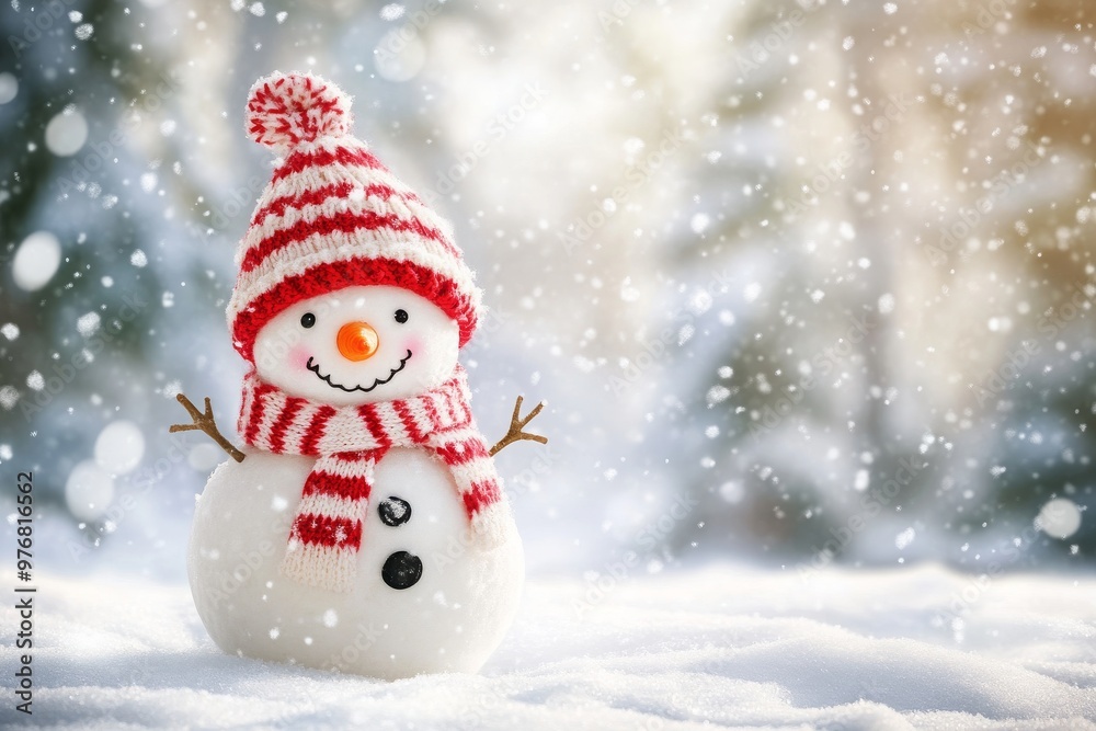 Smiling Snowman in Winter Wonderland Smiling Snowman in Winter Wonderland