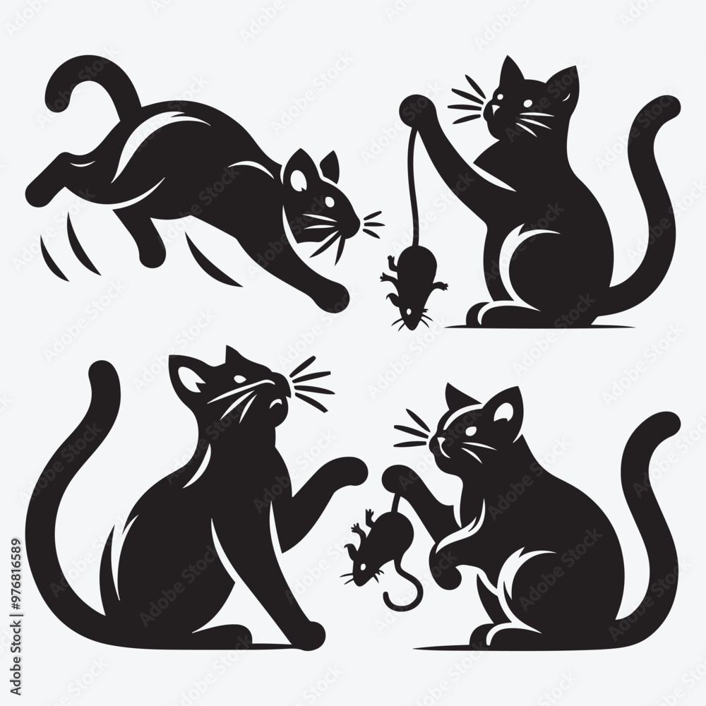Cat Silhouette Bundle Clip Art Vector Illustration for Animal Lovers Cat Silhouette Bundle Clip Art Vector Illustration for Animal Lovers