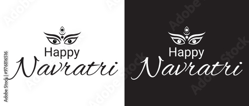 Navaratri calligraphy with lord Durga face vector. Happy Navaratri text vector. eps 10