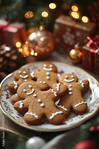 gingerbread men on a plate, christmas