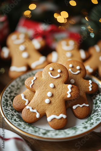 gingerbread men on a plate, christmas