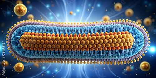 rendering of phospholipid cell membrane with detailed structure , biology, science photo