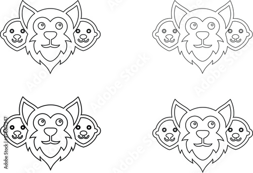 cat head dog head a monkey head mascot logo icon. photo