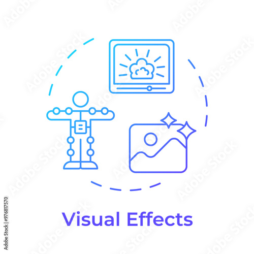 Visual effects multi color concept icon. Video editing, cgi. Cinematography, technology. Round shape line illustration. Abstract idea. Graphic design. Easy to use in infographic, presentation