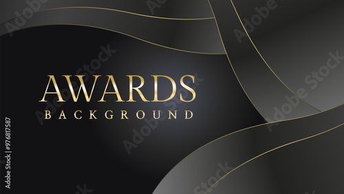 Modern dark black and golden slant lines luxury background. Premium award background. Modern abstract design template.