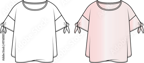 t shirt design, Vector Template Fashion Flat Sketch. T Shirt Style 