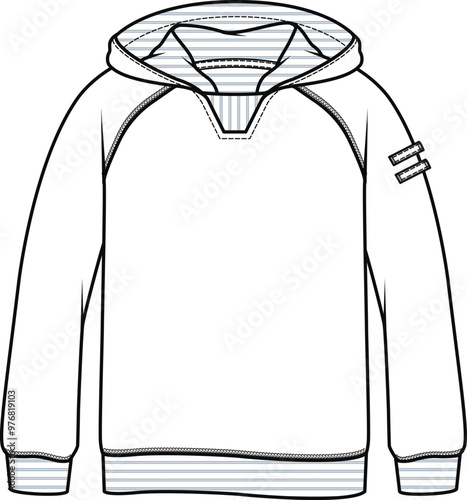 Hoodie design template flat sketch. HOODED SWEATSHIRT vector illustration.