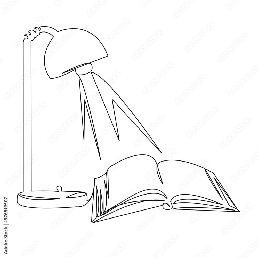 One continuous single drawing line art doodlebook, lamp, education, object, table. Isolated image hand draw contour on a white background
One continuous single drawing line art doodlebook, lamp, education, object, table. Isolated image hand draw contour on a white background