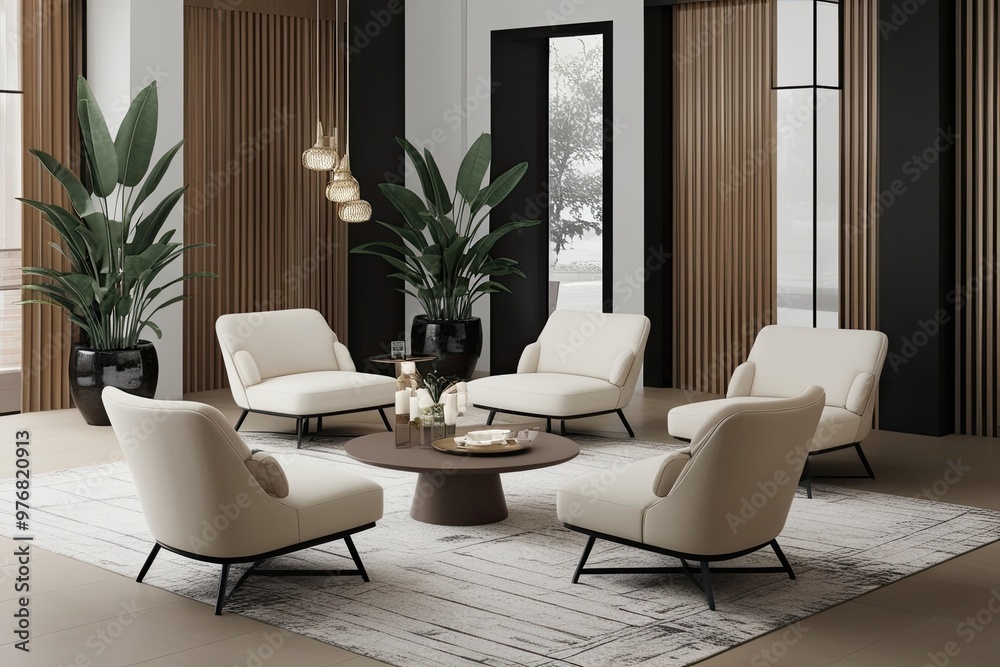 Fototapeta premium Chic Minimalist Lounge Seating Collection in Stylish 3D Visuals