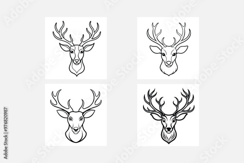 Cute Deer Head Icon Vector for Kids Coloring Book Creative and Fun Designs