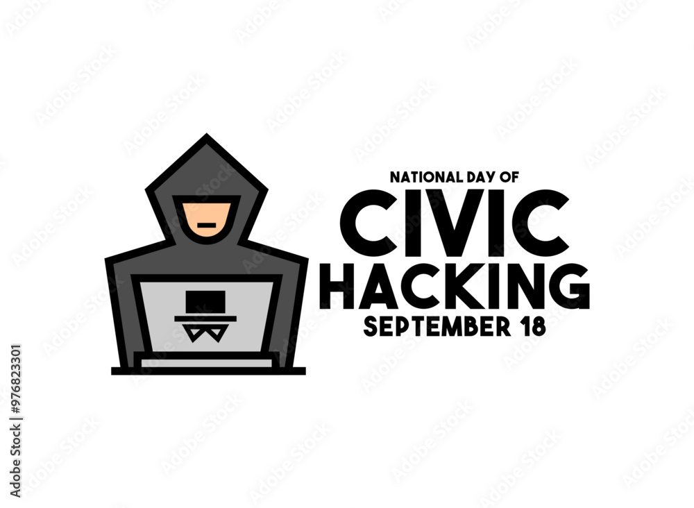 Vector Illustration of National Day of Civic Hacking. September 18. Flat design vector. Vector Illustration of National Day of Civic Hacking. September 18. Flat design vector.