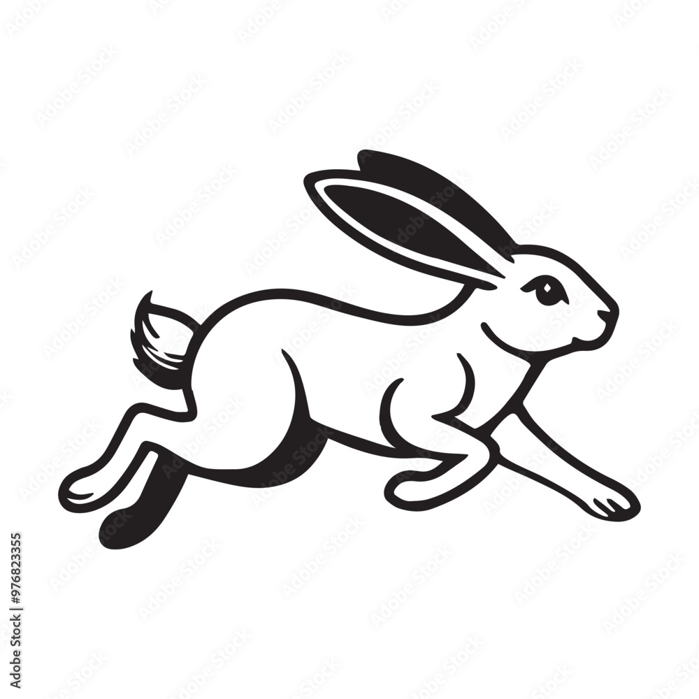 Cute Rabbit Vector illustration in black and white - Rabbit Outline Clipart Design Cute Rabbit Vector illustration in black and white - Rabbit Outline Clipart Design