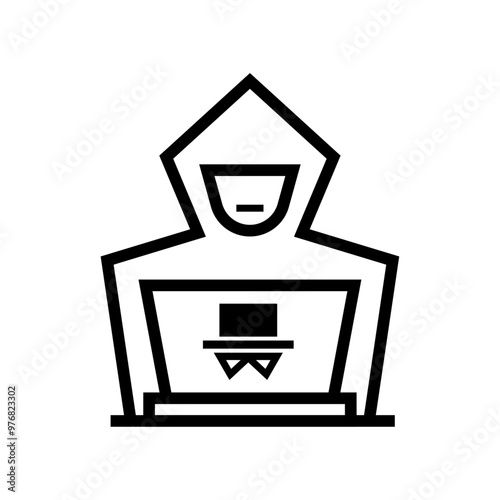 Hacker line icon on white background. Flat design vector.