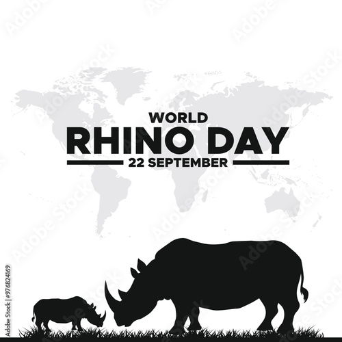 World Rhino day, 22 September, Rhino day social media template design, banner, ads, post, reel, flyer, poster, banner ads design, vector or stock illustration. Rhino day design. photo