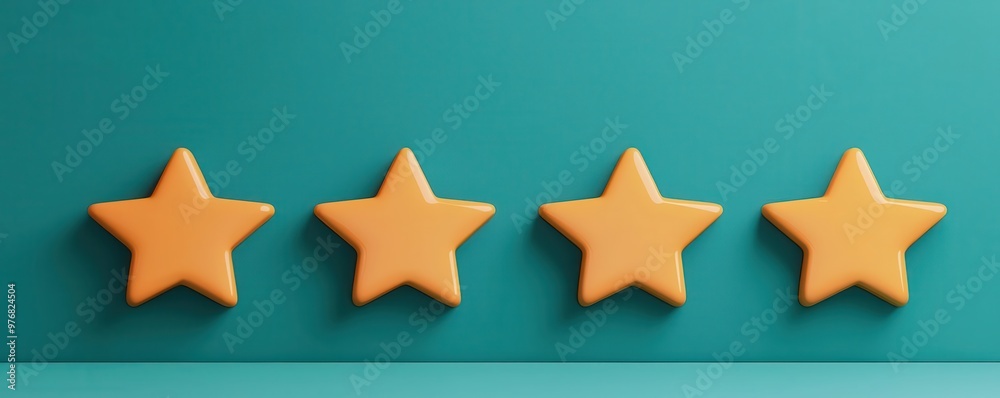 Five stars illuminating a feedback section, representing the highest level of customer satisfaction, 3D illustration Five stars illuminating a feedback section, representing the highest level of customer satisfaction, 3D illustration
