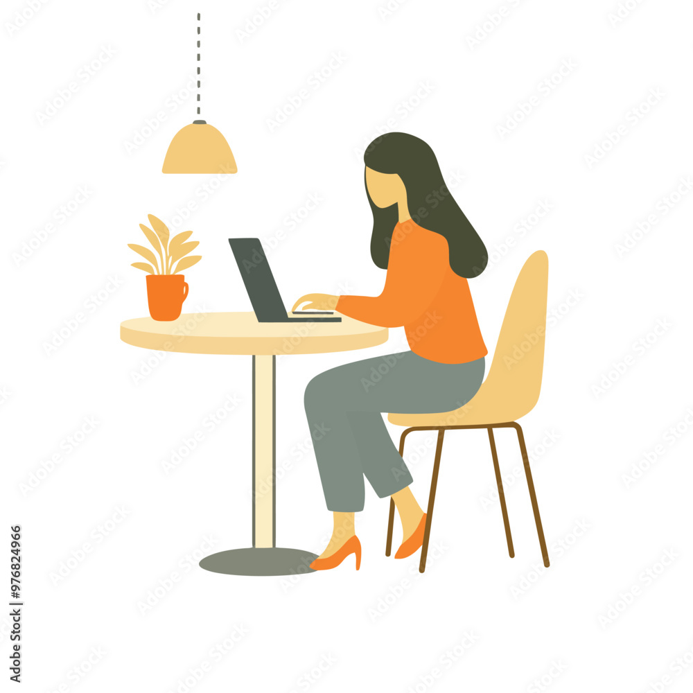A freelance woman working on a laptop A freelance woman working on a laptop