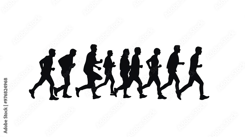 People chasing a person running silhouette footwear walking. People chasing a person running silhouette footwear walking.