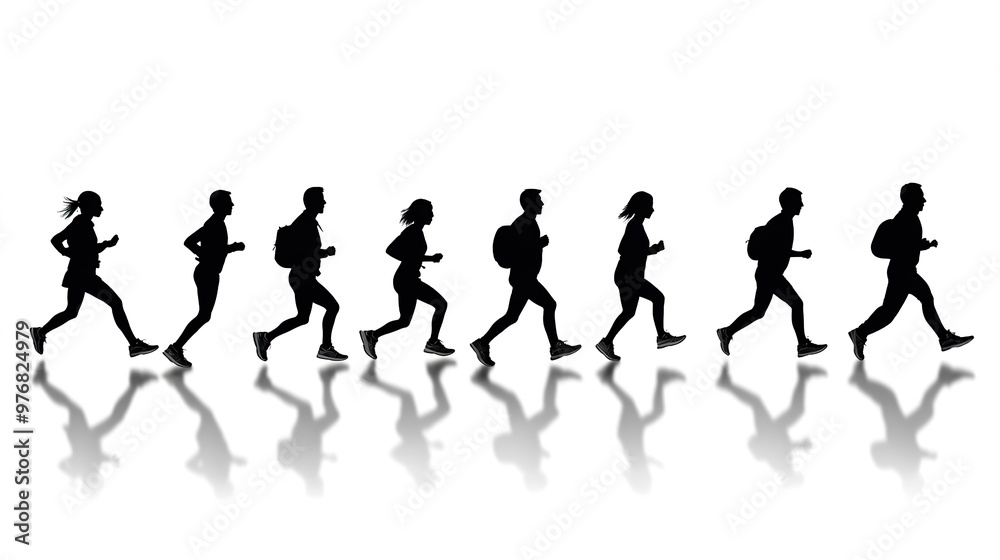 People chasing a person running silhouette footwear walking. People chasing a person running silhouette footwear walking.