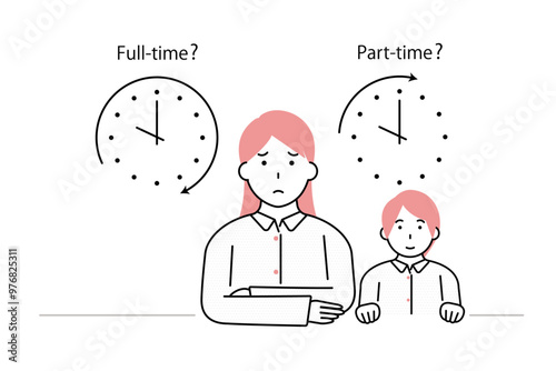 社会復帰をフルタイムでするかパートタイムでするか迷う母親