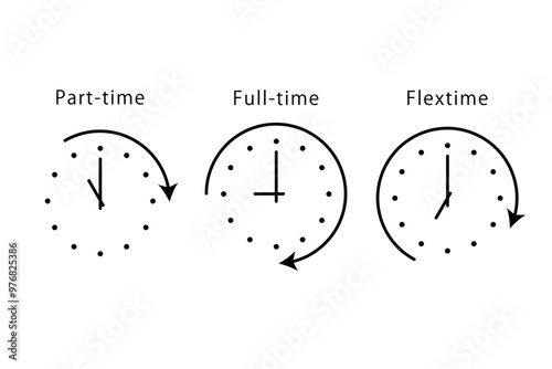 様々な労働時間を表したアイコンセット