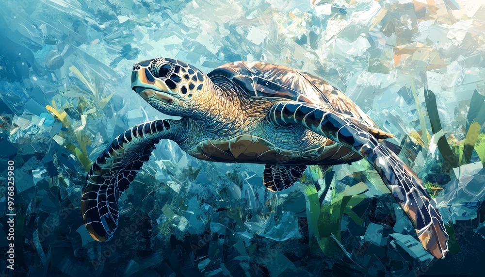 Obraz premium Plight of the Oceans: Devastating Impact of Plastic Waste on Marine Life