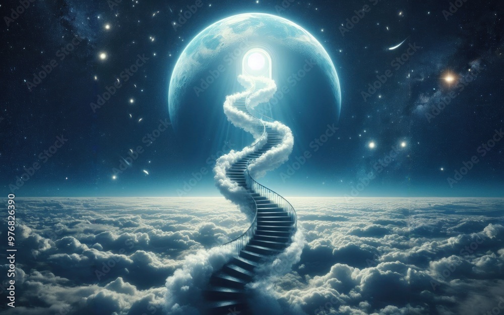 Stairway Leading Up To Heavenly Sky Toward The Light Stairway Leading Up To Heavenly Sky Toward The Light
