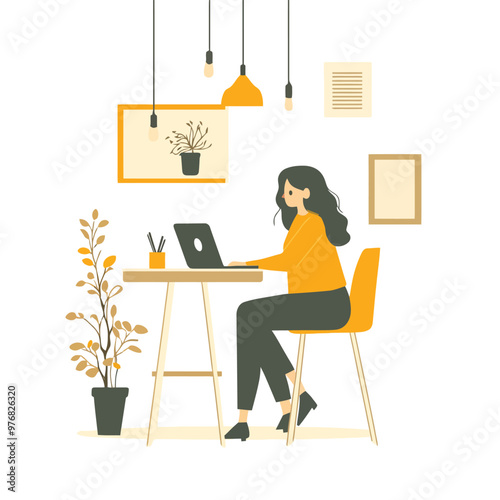 A freelance woman working on a laptop