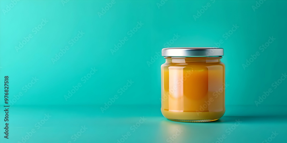 Minimalist honey jar mockup with blank label on teal background, honey, jar, blank label, teal, background, product mockup Minimalist honey jar mockup with blank label on teal background, honey, jar, blank label, teal, background, product mockup