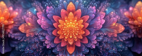 Floral Kaleidoscope Fractal Art - Vibrant Symmetrical Designs for Modern Creative Projects