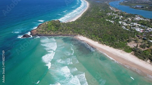 Landscape Of Fingal Headland In NSW, Australia - Aerial Shot photo