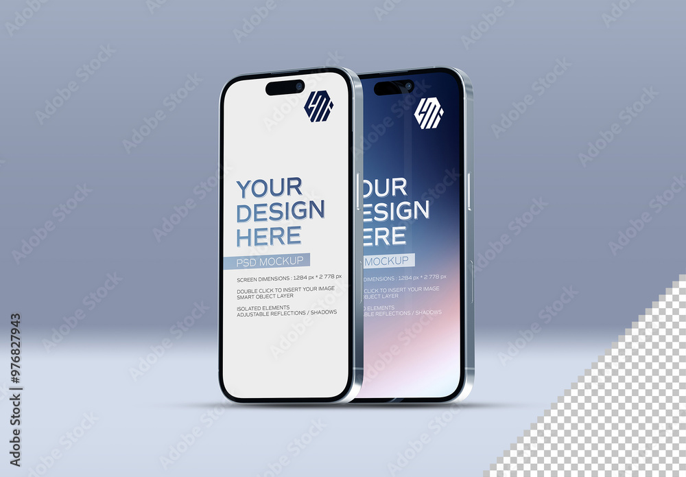 Two Smartphones Isolated On Editable Background Mockup Stock Template ...