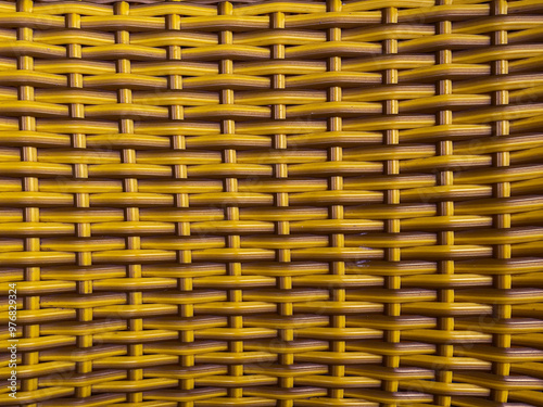 Closeup yellow rattan, Beautiful rattan texture surface, rattan pattern.