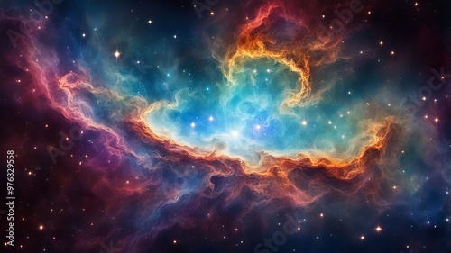 Stellar nebula adrift in the cosmic expanse, a celestial canvas painted with stardust and cosmic light